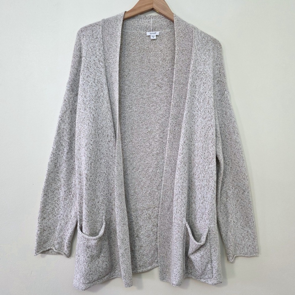 J. Jill Purejill Knit Long Open Front Cardigan Sz M‎ Relaxed Natural Lagenlook